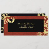 Hochzeitsprogramm - Royal Red & Gold Shimmer Flora Programm (Vorne/Hinten)