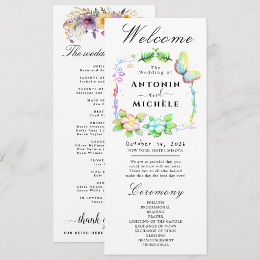 Hochzeitsprogramm Rustic Earth Florals Programm (Vorne/Hinten)