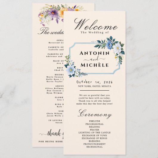 Hochzeitsprogramm Rustic Earth Florals Programm (Vorne/Hinten)