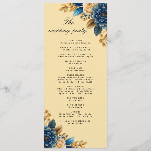 Hochzeitsprogramm Rustic Earth Florals Programm (Rückseite)