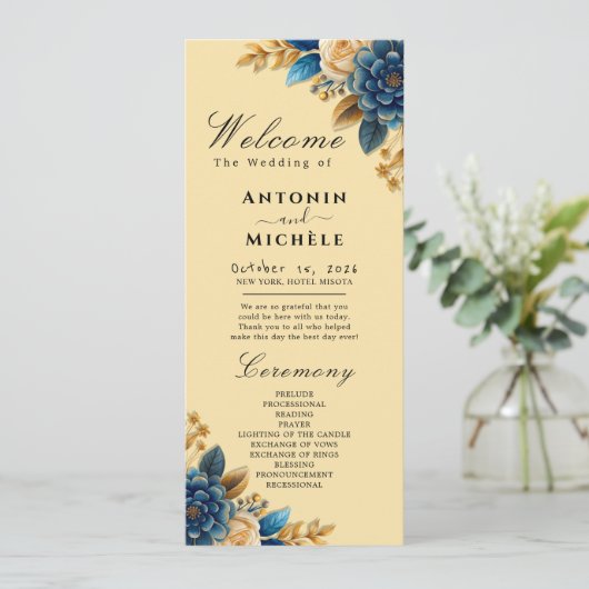 Hochzeitsprogramm Rustic Earth Florals Programm (Stehend Vorderseite)
