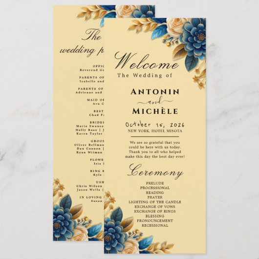 Hochzeitsprogramm Rustic Earth Florals Programm (Vorne/Hinten)