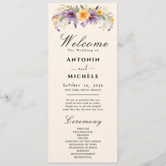 Hochzeitsprogramm Rustic Earth Florals Programm (Vorderseite)