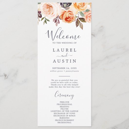 Hochzeitsprogramm Rustic Earth Florals Programm (Vorderseite)
