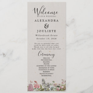 Hochzeitsprogramm Rustic Earth Florals Programm