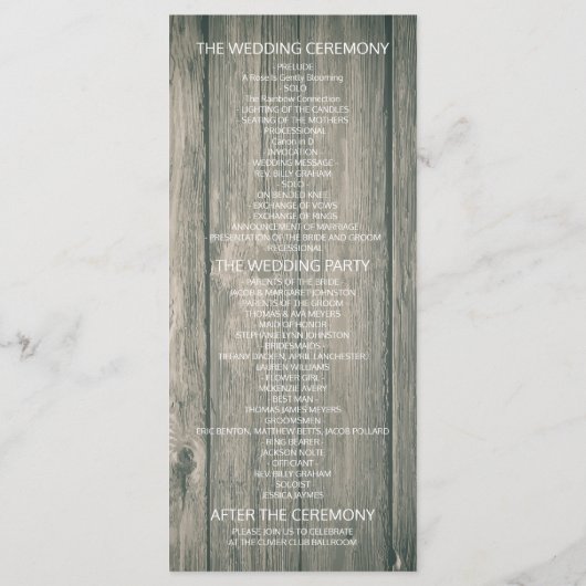 Hochzeitsprogramm Rustic Wood Mason Jar String Lig Programm (Rückseite)