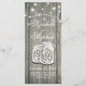 Hochzeitsprogramm Rustic Wood Mason Jar String Lig Programm (Vorderseite)