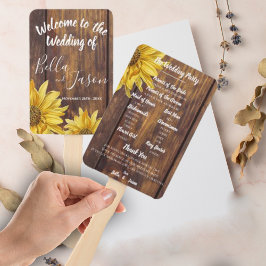 Hochzeitsprogramm Rustic Wood Sunflower Wedding Fächer