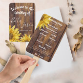 Hochzeitsprogramm Rustic Wood Sunflower Wedding Fächer