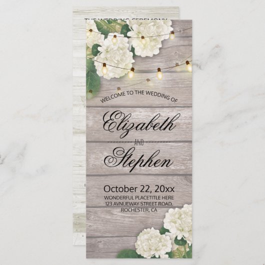 Hochzeitsprogramm Rustikale Blume mit Streichelleu Programm (Vorne/Hinten)