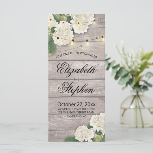 Hochzeitsprogramm Rustikale Blume mit Streichelleu Programm (Stehend Vorderseite)