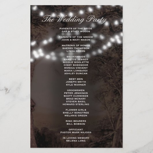 Hochzeitsprogramm | Rustikale Hochzeit (Rückseite)