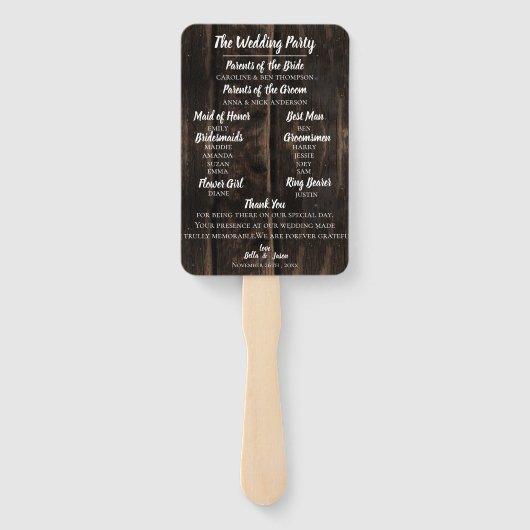 Hochzeitsprogramm Rustikale HochzeitsLICHTEN Fächer (Rückseite)