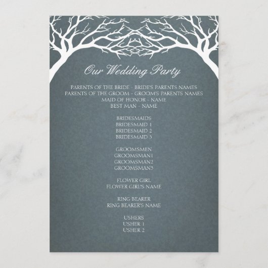 Hochzeitsprogramm - Rustikaler Baum Programm (Rückseite)