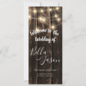 Hochzeitsprogramm | Rustikales Holz mit Streichleu Einladung (Vorderseite)