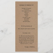 Hochzeitsprogramm | Rustikales Kraftpapier Programm (Rückseite)