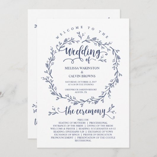 Hochzeitsprogramm rustikales Thema TED418A_1 Programm (Vorne/Hinten)