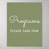 Hochzeitsprogramm Sage Green Schild Poster (Vorne)
