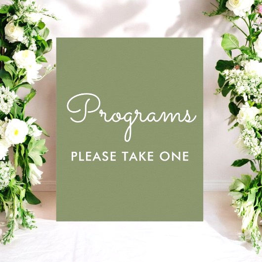 Hochzeitsprogramm Sage Green Schild Poster
