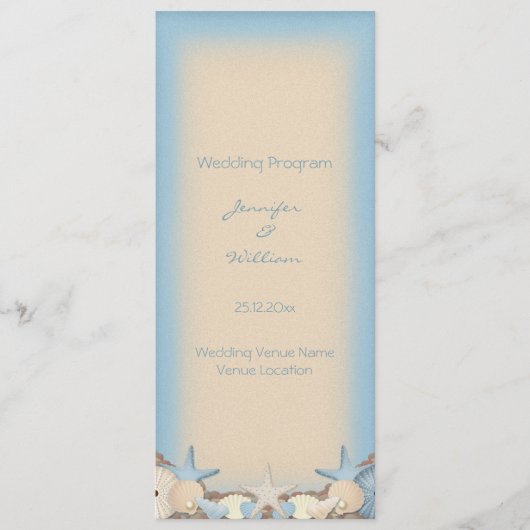 Hochzeitsprogramm Schöne Tropical Beach Muscheln Programm (Vorderseite)