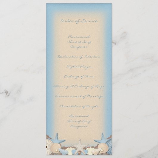 Hochzeitsprogramm Schöne Tropical Beach Muscheln Programm (Rückseite)
