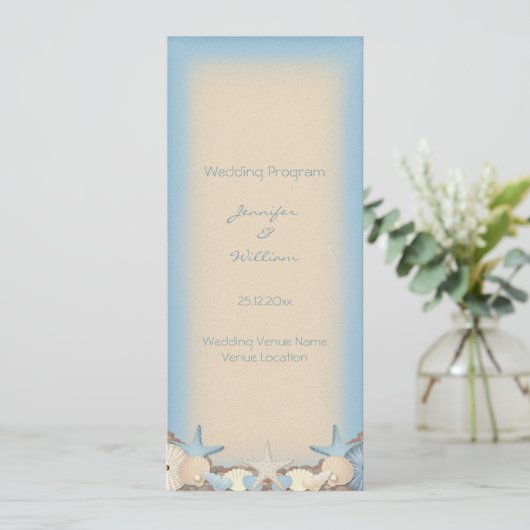 Hochzeitsprogramm Schöne Tropical Beach Muscheln Programm (Stehend Vorderseite)