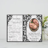 Hochzeitsprogramm Schwarz Damast (Stehend Vorderseite)