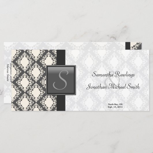 Hochzeitsprogramm - Schwarz-Weiß-Damassom Programm (Vorne/Hinten)