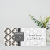 Hochzeitsprogramm - Schwarz-Weiß-Damassom Programm (Stehend Vorderseite)
