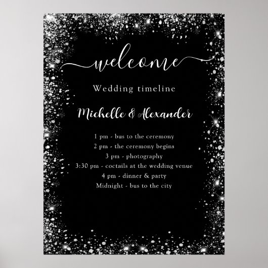 Hochzeitsprogramm schwarz-weiß poster (Vorne)