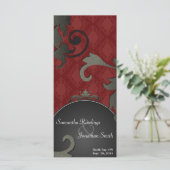 Hochzeitsprogramm - Schwarze und rote Blütenmatte Programm (Stehend Vorderseite)