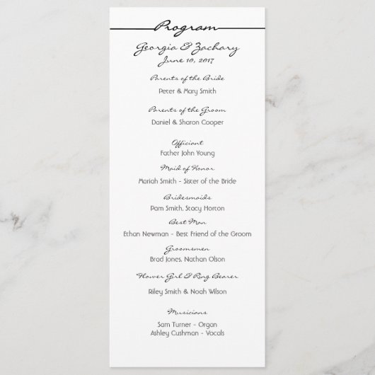 Hochzeitsprogramm "Scribbles" Programm (Vorderseite)