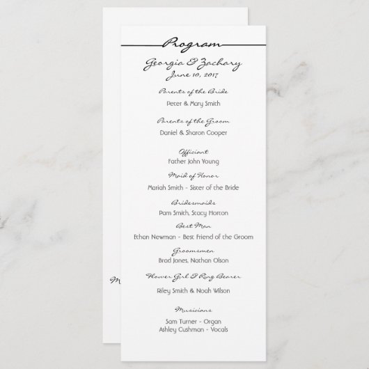 Hochzeitsprogramm "Scribbles" Programm (Vorne/Hinten)