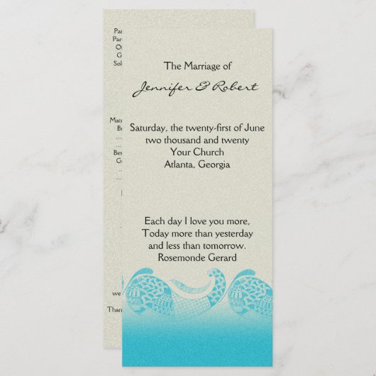 Hochzeitsprogramm "Seaside and Aqua" Programm (Vorne/Hinten)