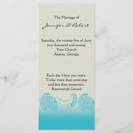 Hochzeitsprogramm "Seaside and Aqua" Programm (Vorderseite)