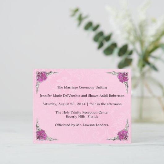 Hochzeitsprogramm, Seite 1 von 2. Postkarte (Stehend Vorderseite)