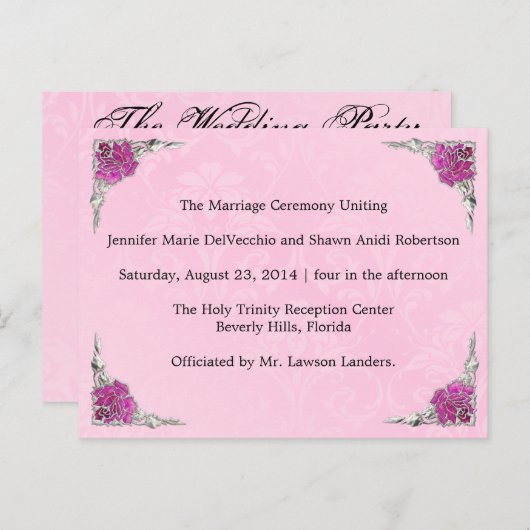 Hochzeitsprogramm, Seite 1 von 2. Postkarte (Vorne/Hinten)