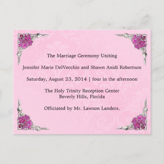 Hochzeitsprogramm, Seite 1 von 2. Postkarte (Vorderseite)