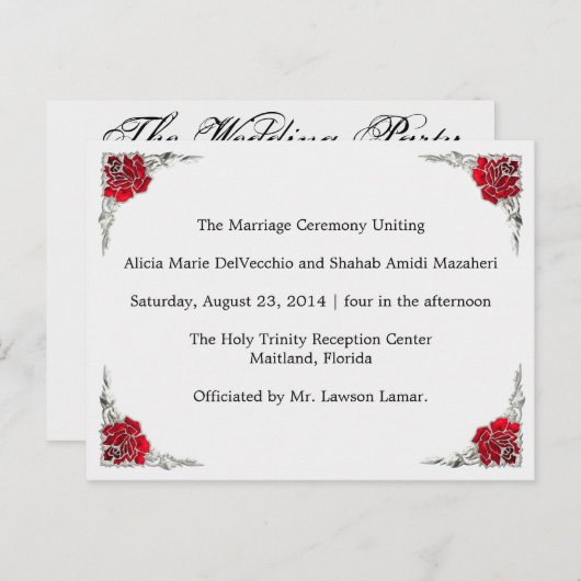 Hochzeitsprogramm Shalicia Postkarte (Vorne/Hinten)