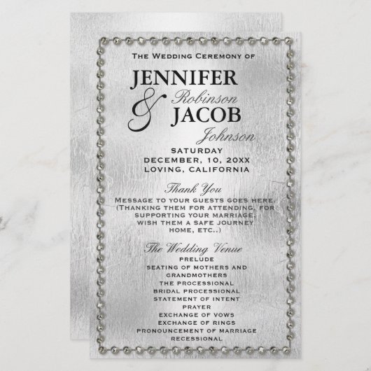Hochzeitsprogramm | Silber- und Diamantenschau (Vorne/Hinten)