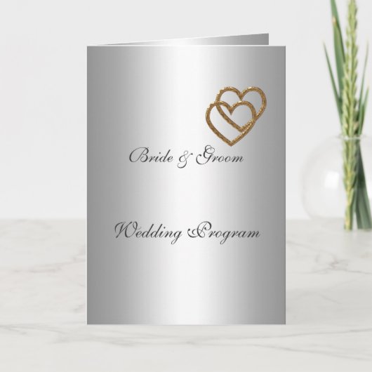 Hochzeitsprogramm Silber zwei Herzen Programm (Vorderseite)
