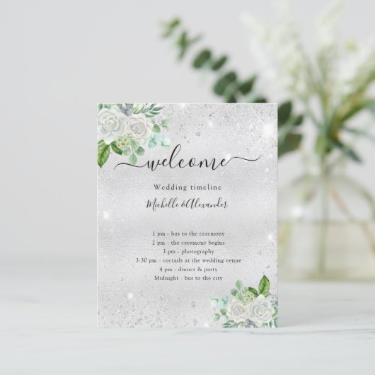 Hochzeitsprogramm Silberblumen (Stehend Vorderseite)