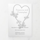 Hochzeitsprogramm Silberherz-Schmetterlinge Dreifach-gefaltete Programmkarte (Cover)