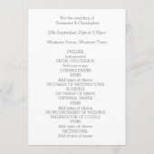 Hochzeitsprogramm Silberherzen Programm (Rückseite)