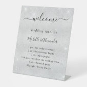 Hochzeitsprogramm Silberner Glitzer willkommen Sockelschild (Vorderseite)