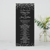 Hochzeitsprogramm Silver Imitats Glitzer Confetti  Programm (Stehend Vorderseite)