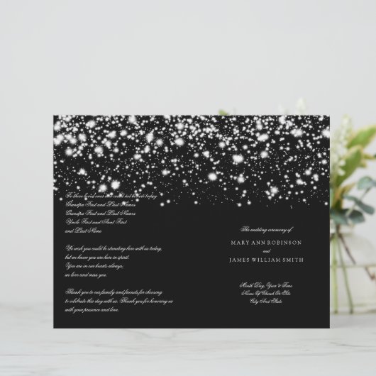Hochzeitsprogramm Silver Midnight Glam (Stehend Vorderseite)