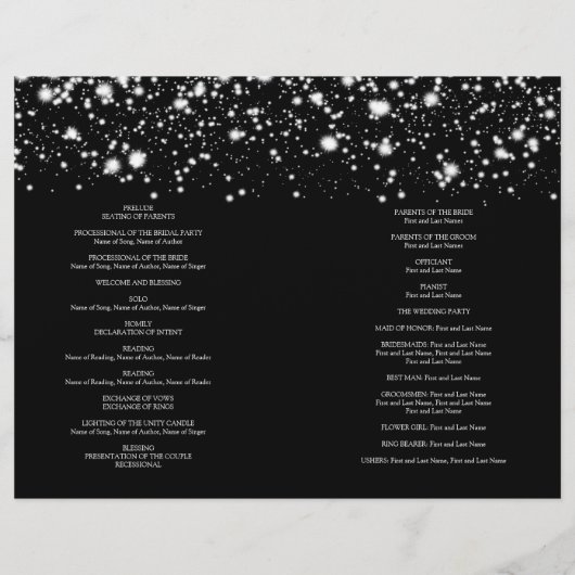 Hochzeitsprogramm Silver Midnight Glam (Rückseite)