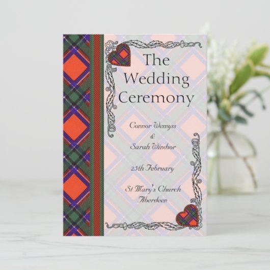 Hochzeitsprogramm - Sinclair Scottish Tartan Programm (Stehend Vorderseite)