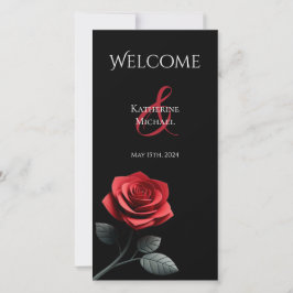 Hochzeitsprogramm-Single Rote Rose-